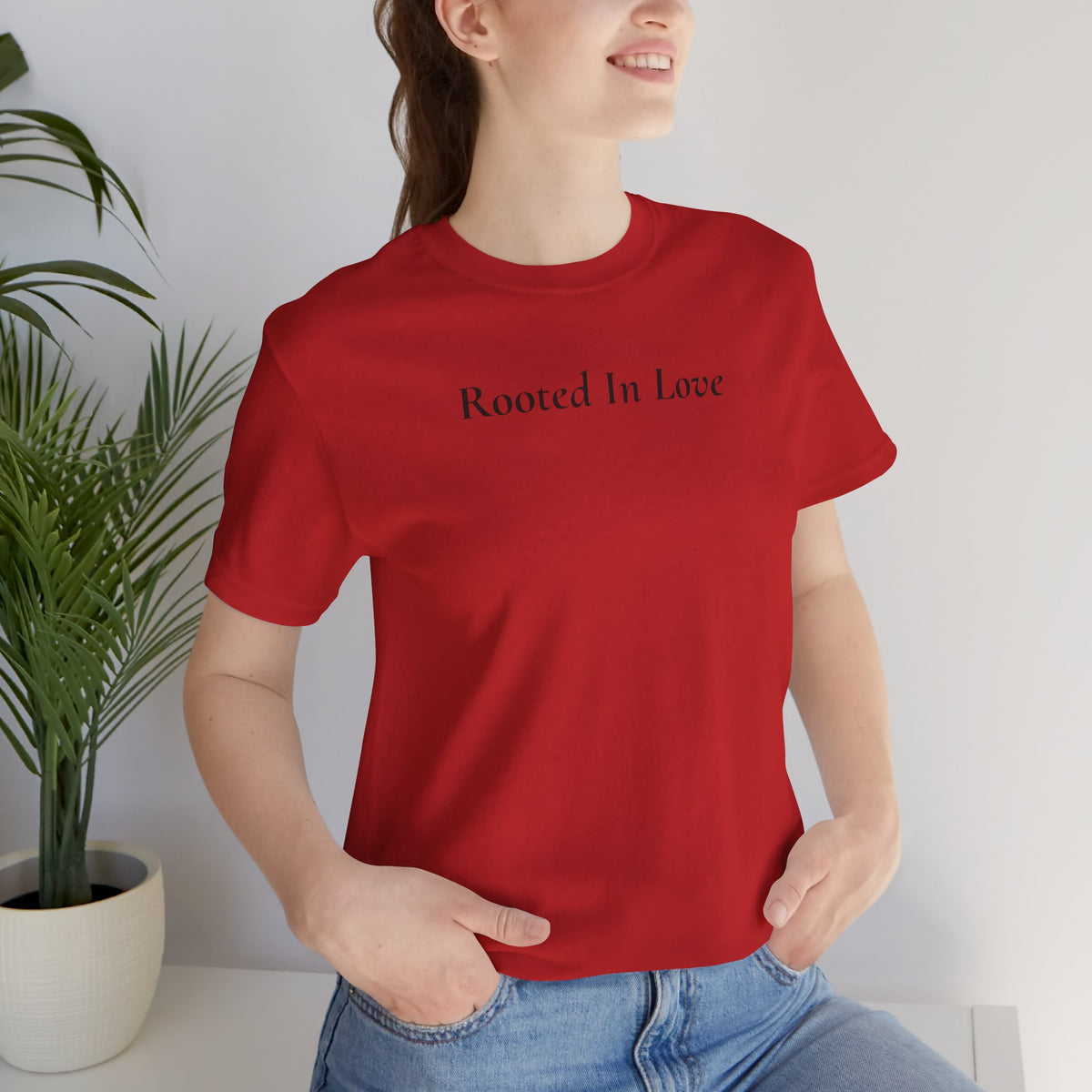 Rooted In Love Tee — Simple Script White T-Shirt