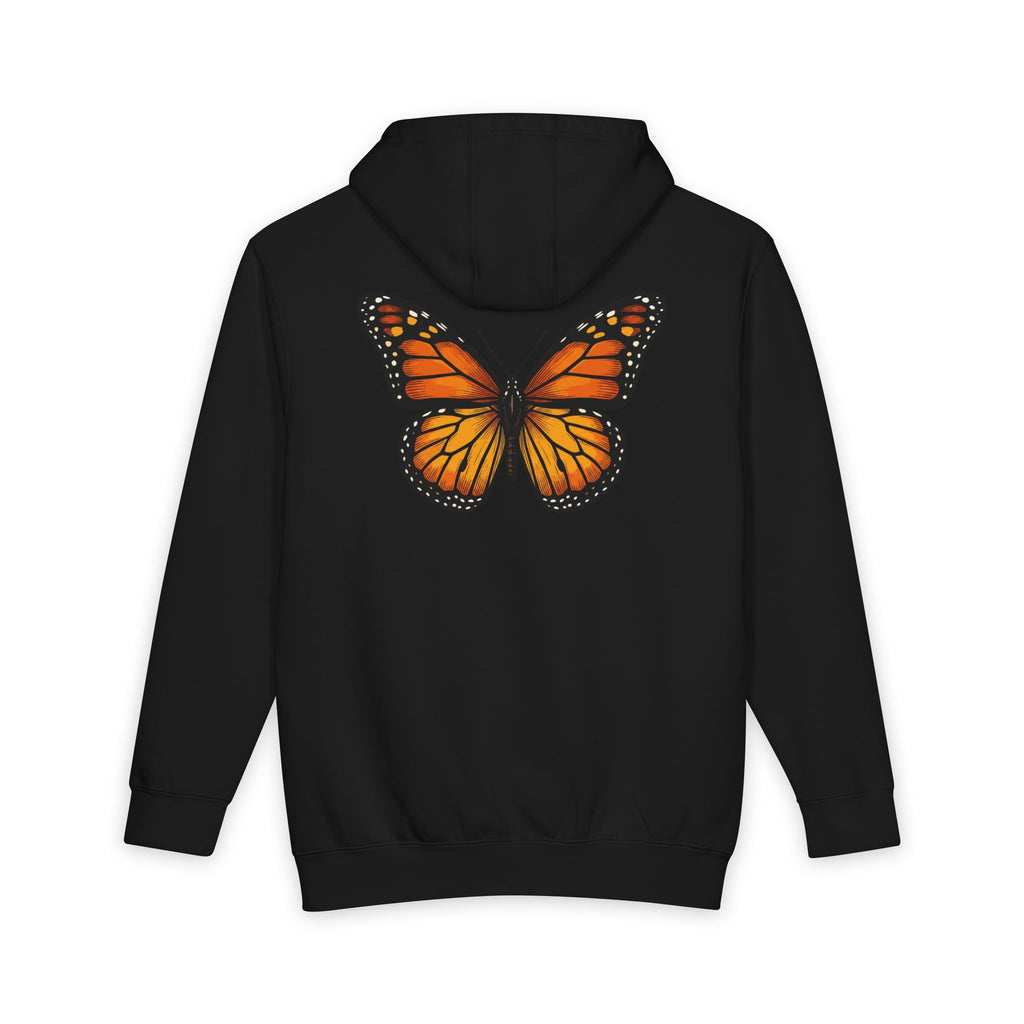 Monarch Butterfly Hoodie — Minimal Floral Butterfly Graphic Pullover