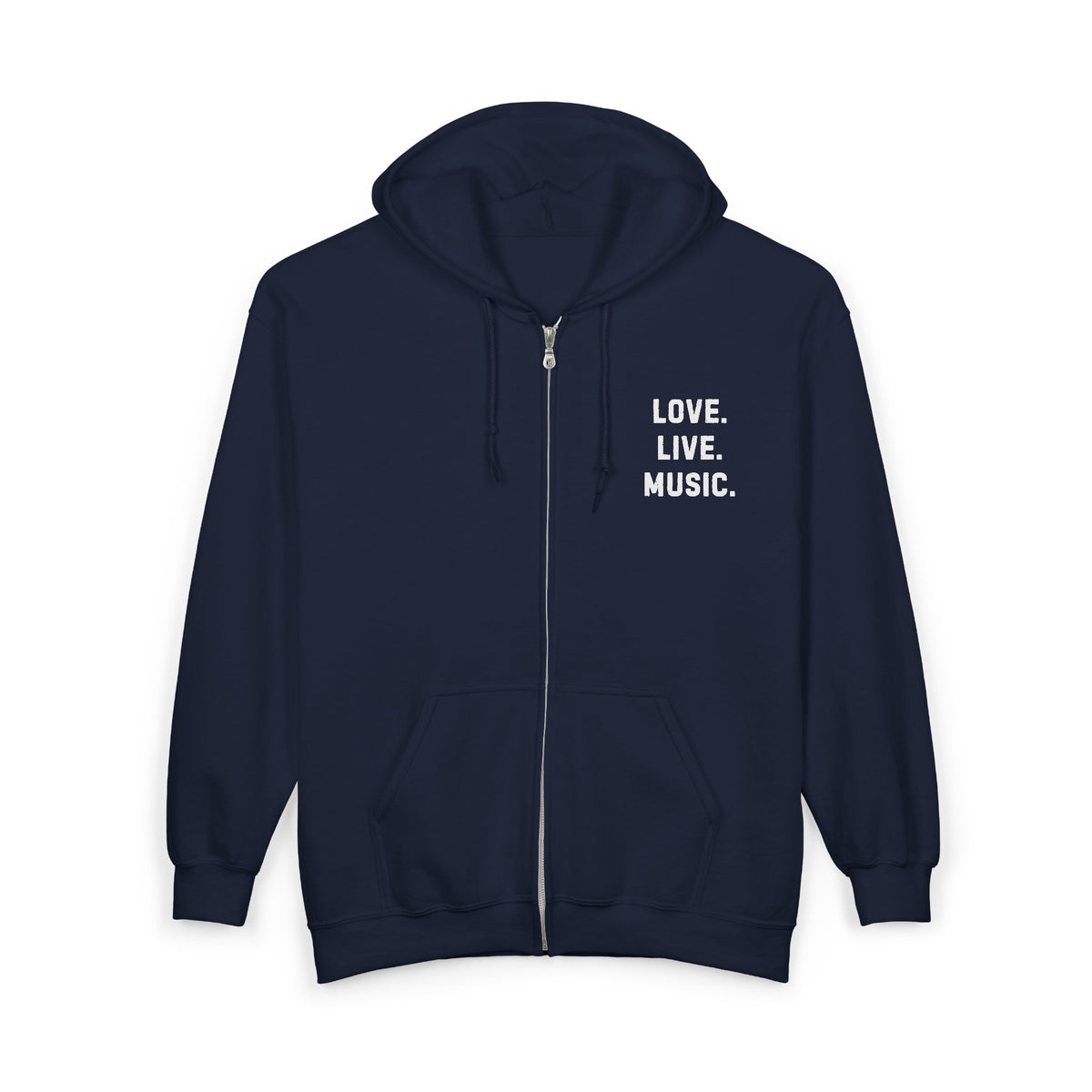 Love. Live. Music. Zip Hoodie – Music Lover Black Full-Zip Sweatshirt