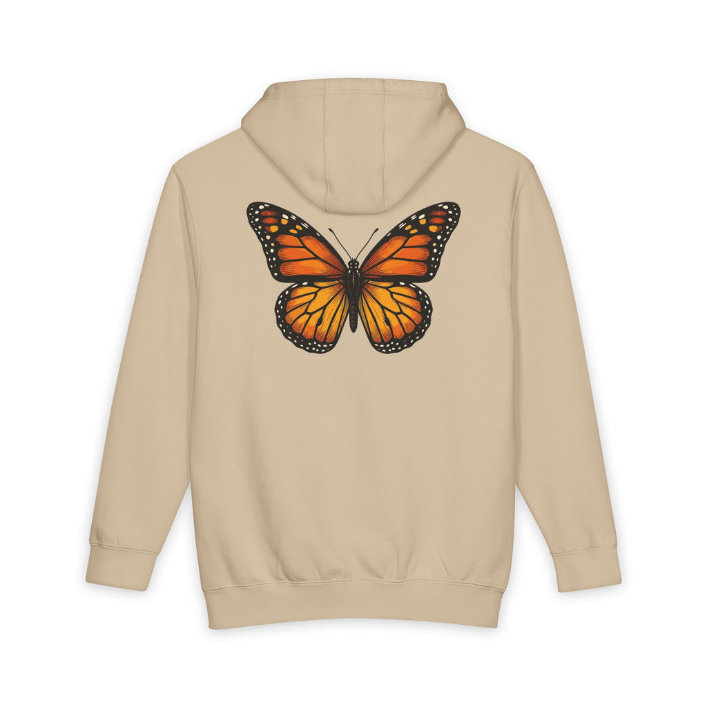 Monarch Butterfly Hoodie — Minimal Floral Butterfly Graphic Pullover