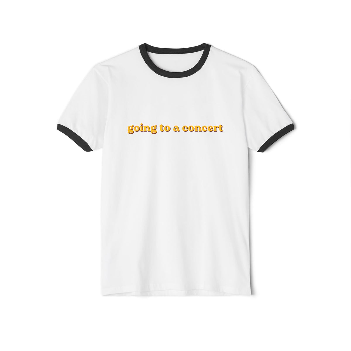 Going to a Concert Ringer Tee — Retro Yellow Text Concert T‑Shirt