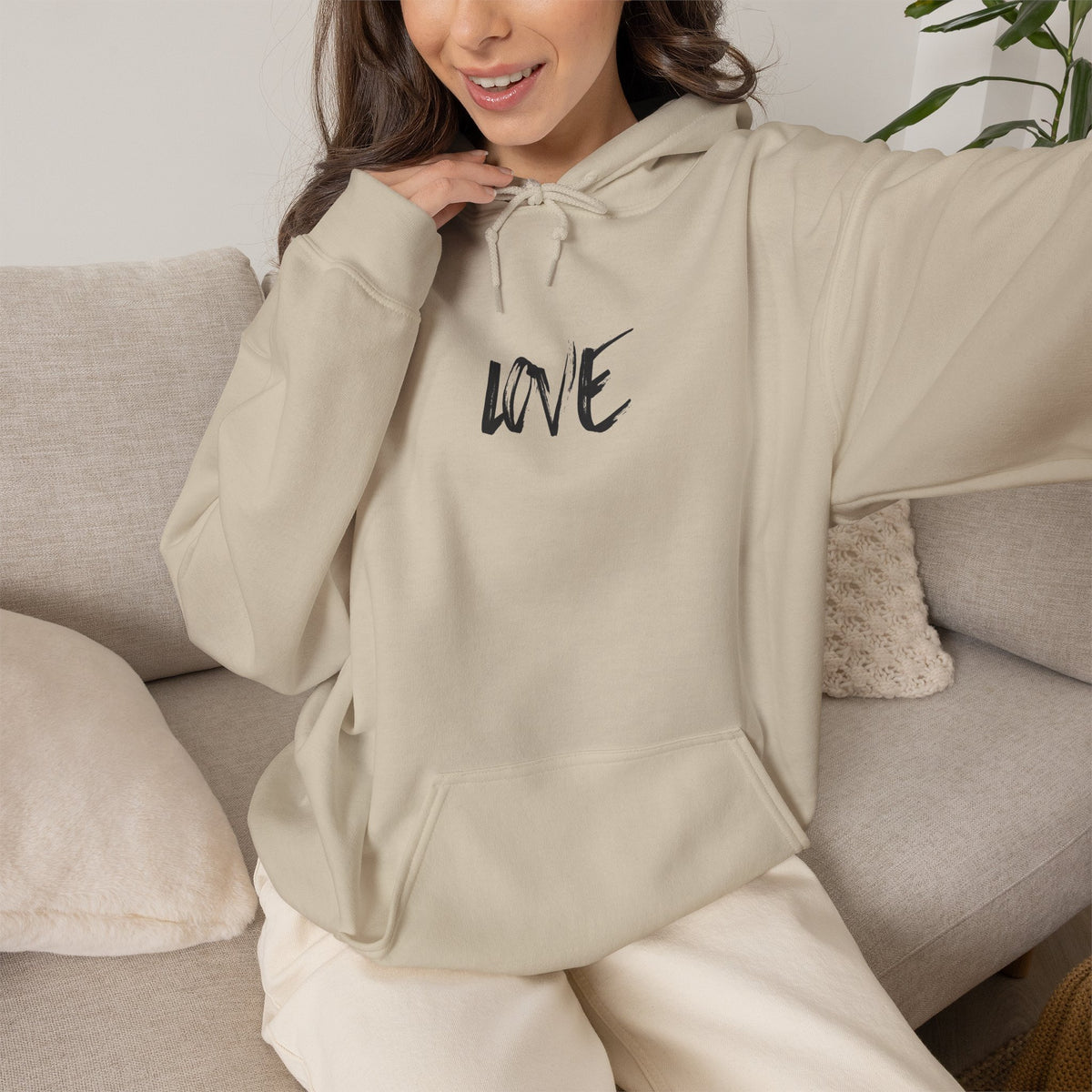 Love Script Hoodie — Minimalist Handwritten Love Pullover