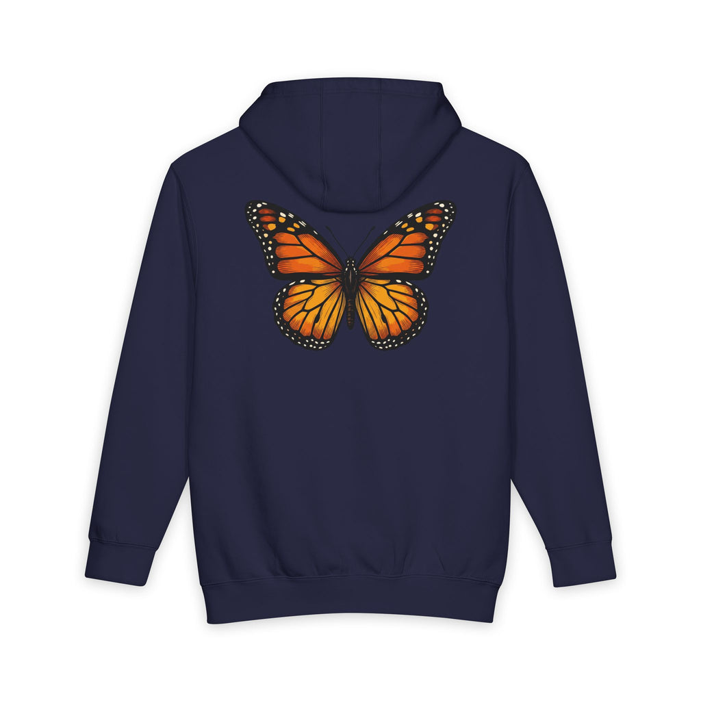 Monarch Butterfly Hoodie — Minimal Floral Butterfly Graphic Pullover
