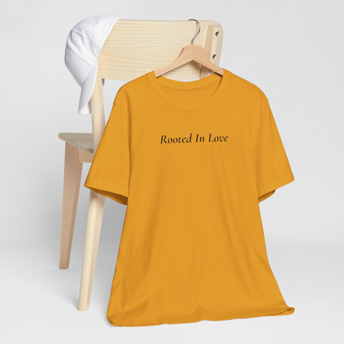 Rooted In Love Tee — Simple Script White T-Shirt