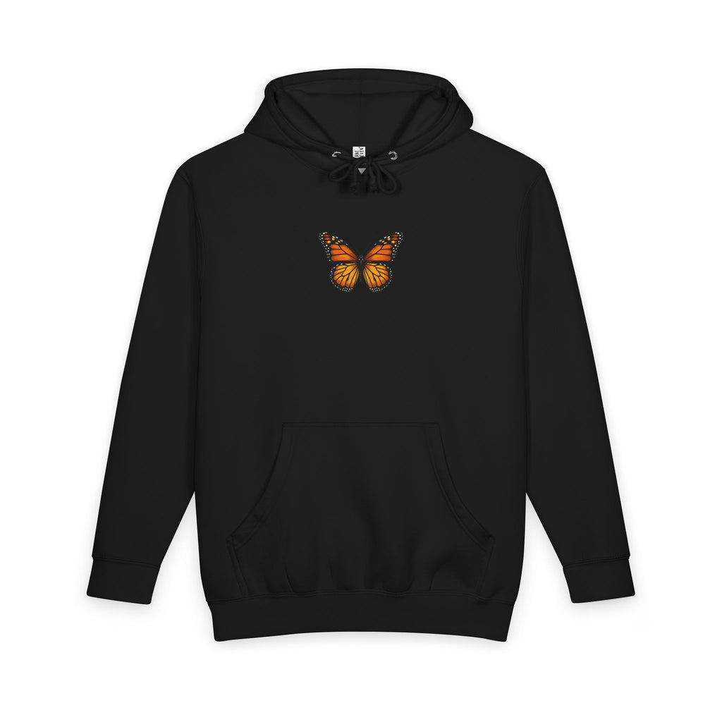 Monarch Butterfly Hoodie — Minimal Floral Butterfly Graphic Pullover