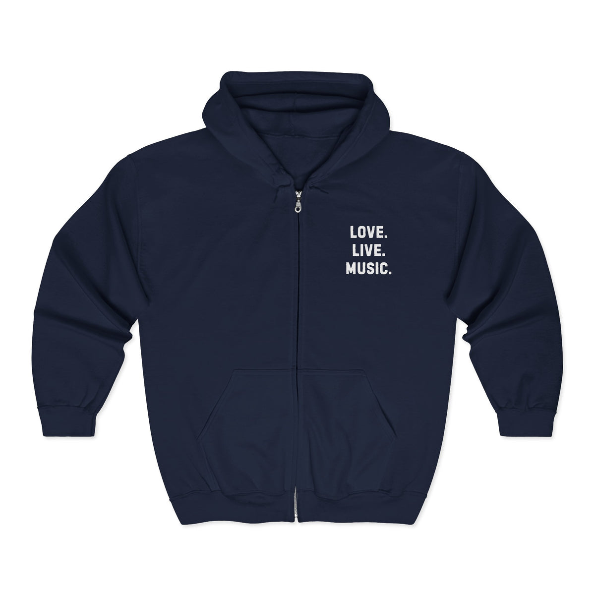 Love. Live. Music. Zip Hoodie – Music Lover Black Full-Zip Sweatshirt
