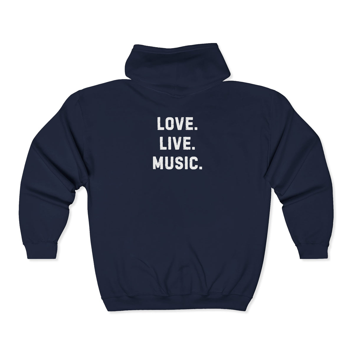 Love. Live. Music. Zip Hoodie – Music Lover Black Full-Zip Sweatshirt