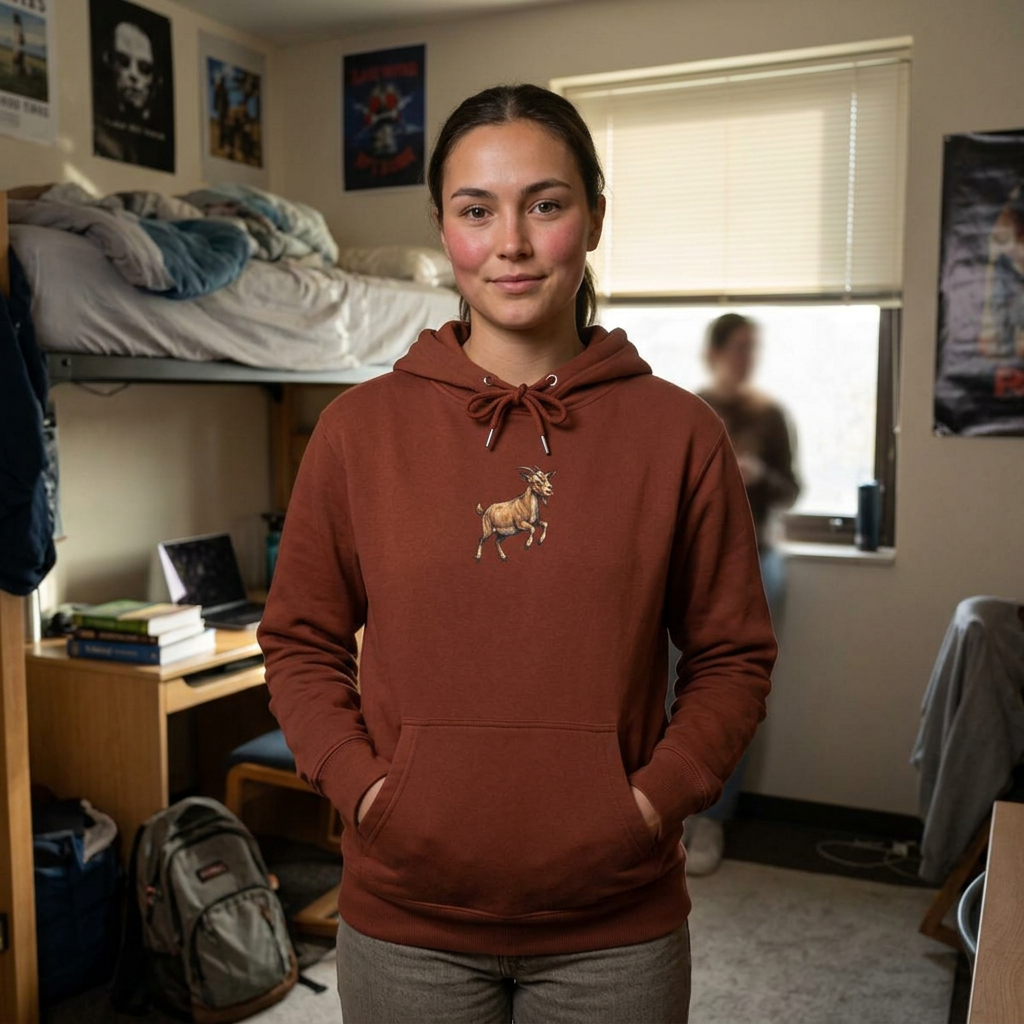 Goat Graphic Hoodie — Playful Farm Animal Pullover