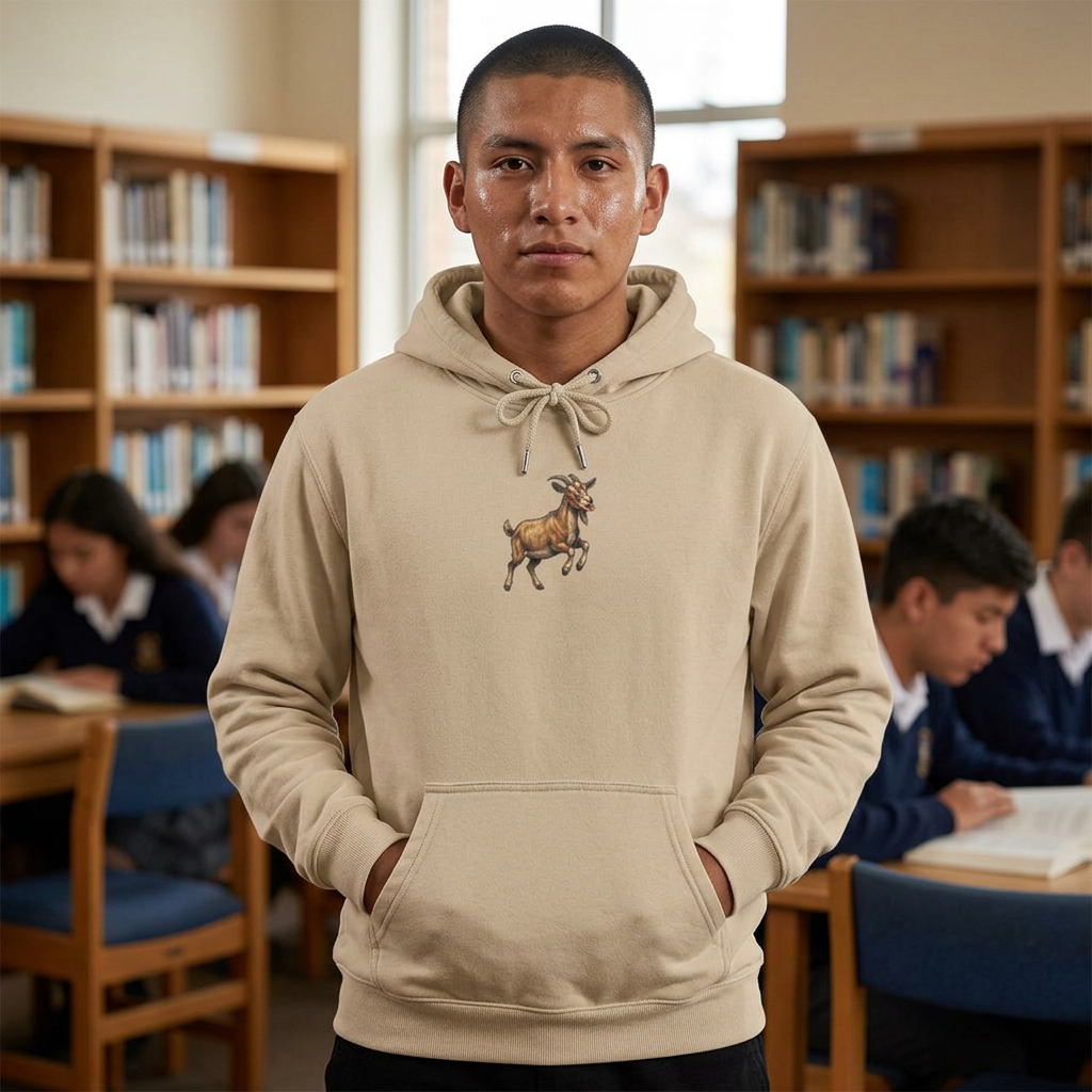 Goat Graphic Hoodie — Playful Farm Animal Pullover