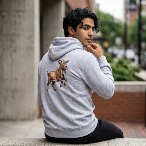 Goat Graphic Hoodie — Playful Farm Animal Pullover
