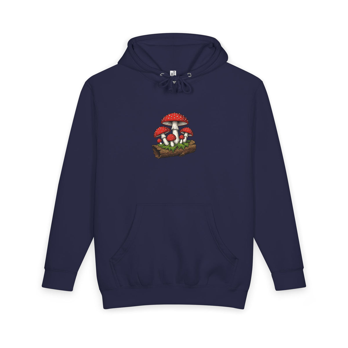Mushroom Graphic Hoodie — Red Toadstool Log Illustration