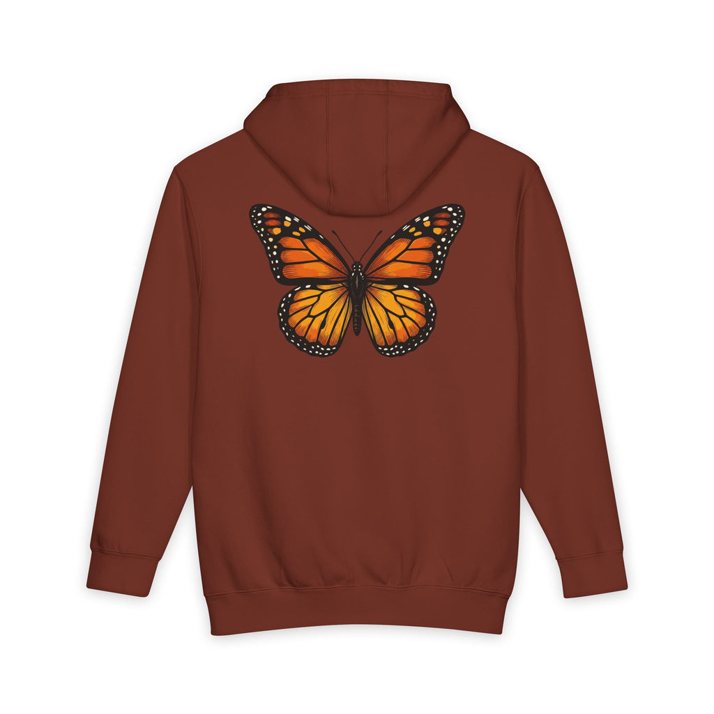 Monarch Butterfly Hoodie — Minimal Floral Butterfly Graphic Pullover