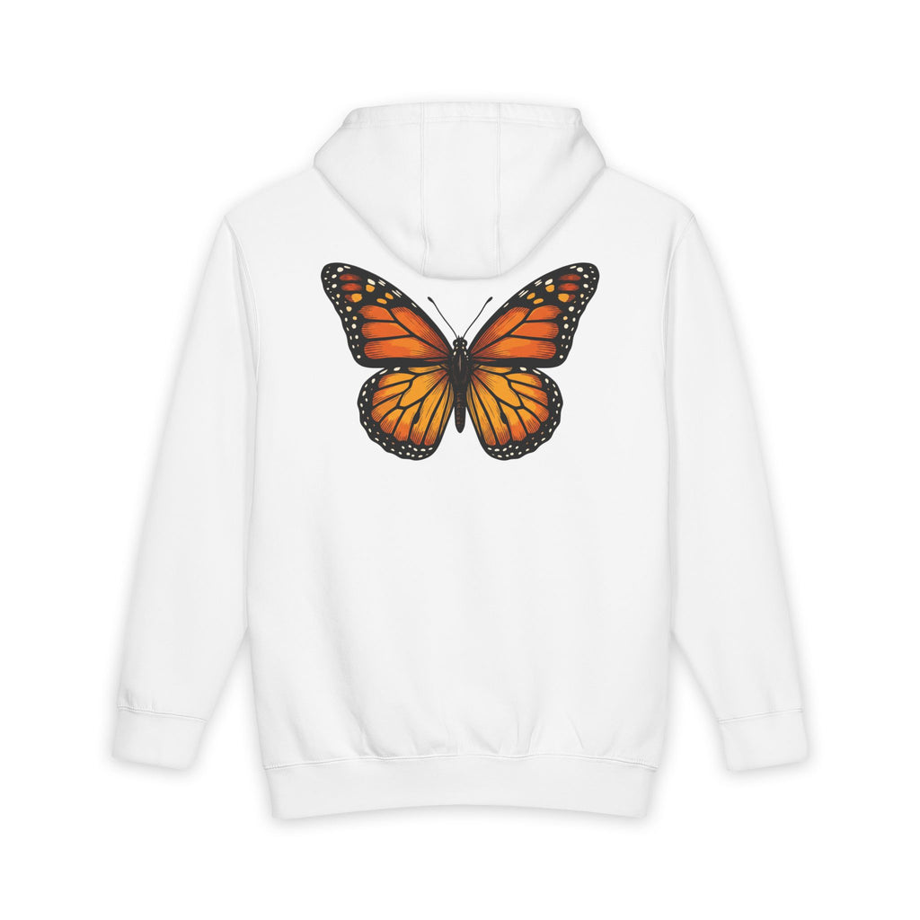 Monarch Butterfly Hoodie — Minimal Floral Butterfly Graphic Pullover