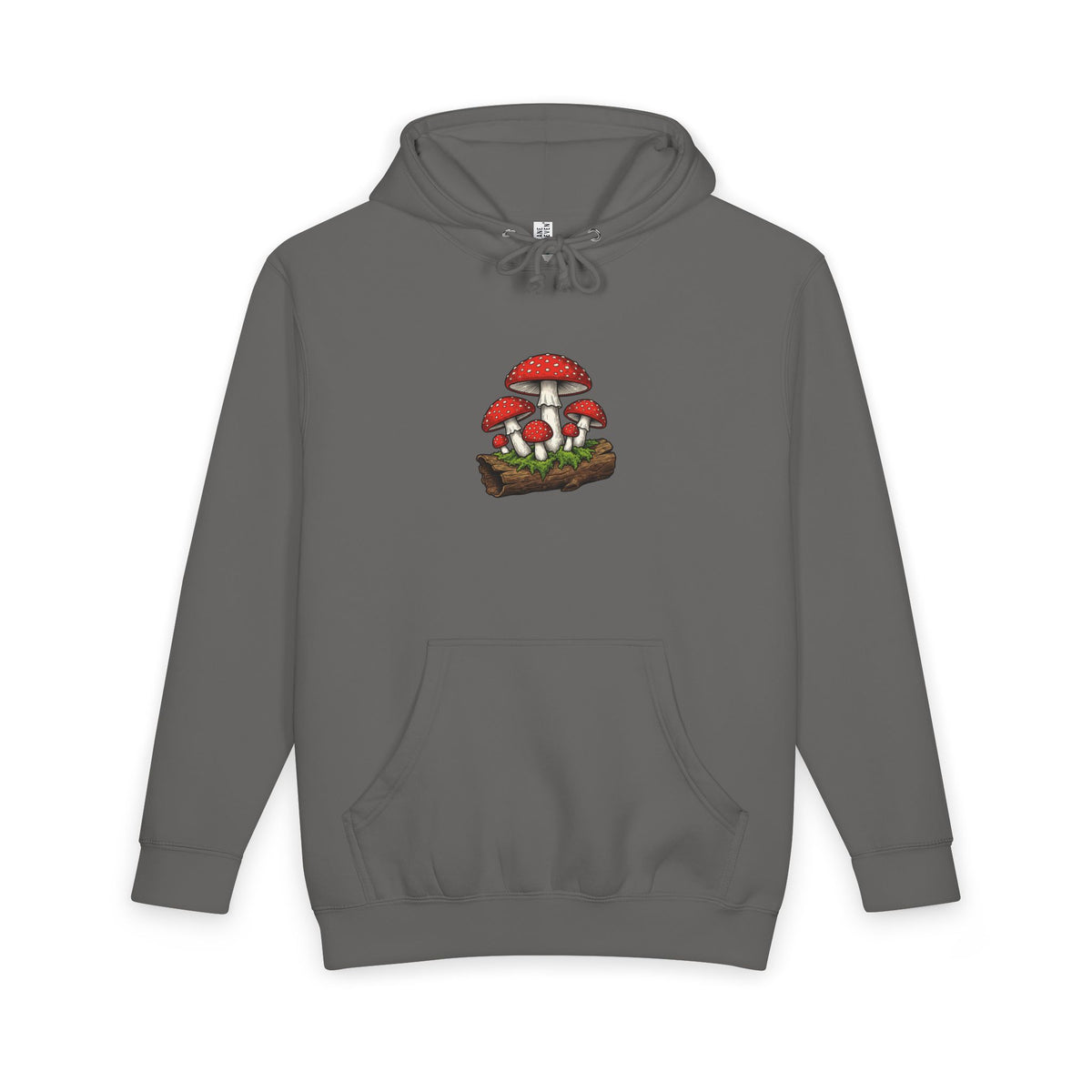 Mushroom Graphic Hoodie — Red Toadstool Log Illustration
