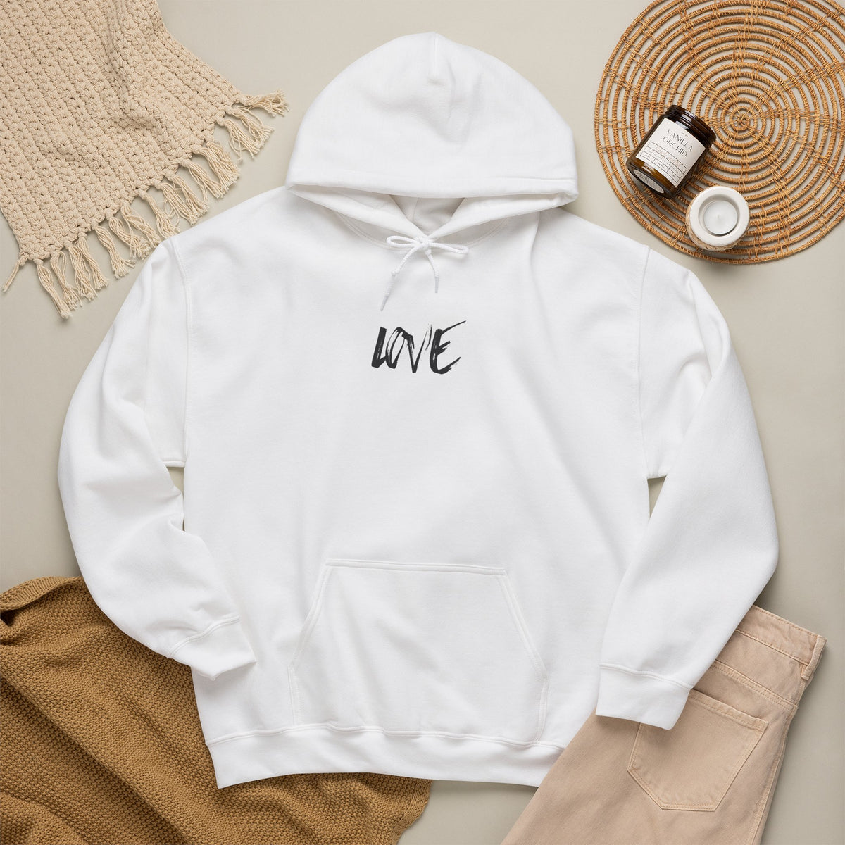 Love Script Hoodie — Minimalist Handwritten Love Pullover