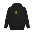Crescent Skull Moon Hoodie — Dripping Gold Moon with Bats