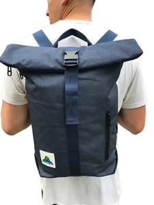 Unisex Plain Dark Blue 15L Roll-top Backpack - Water-Resistant, Durable Modern Design, Letter-Ready for Everyday Use, Day Trips