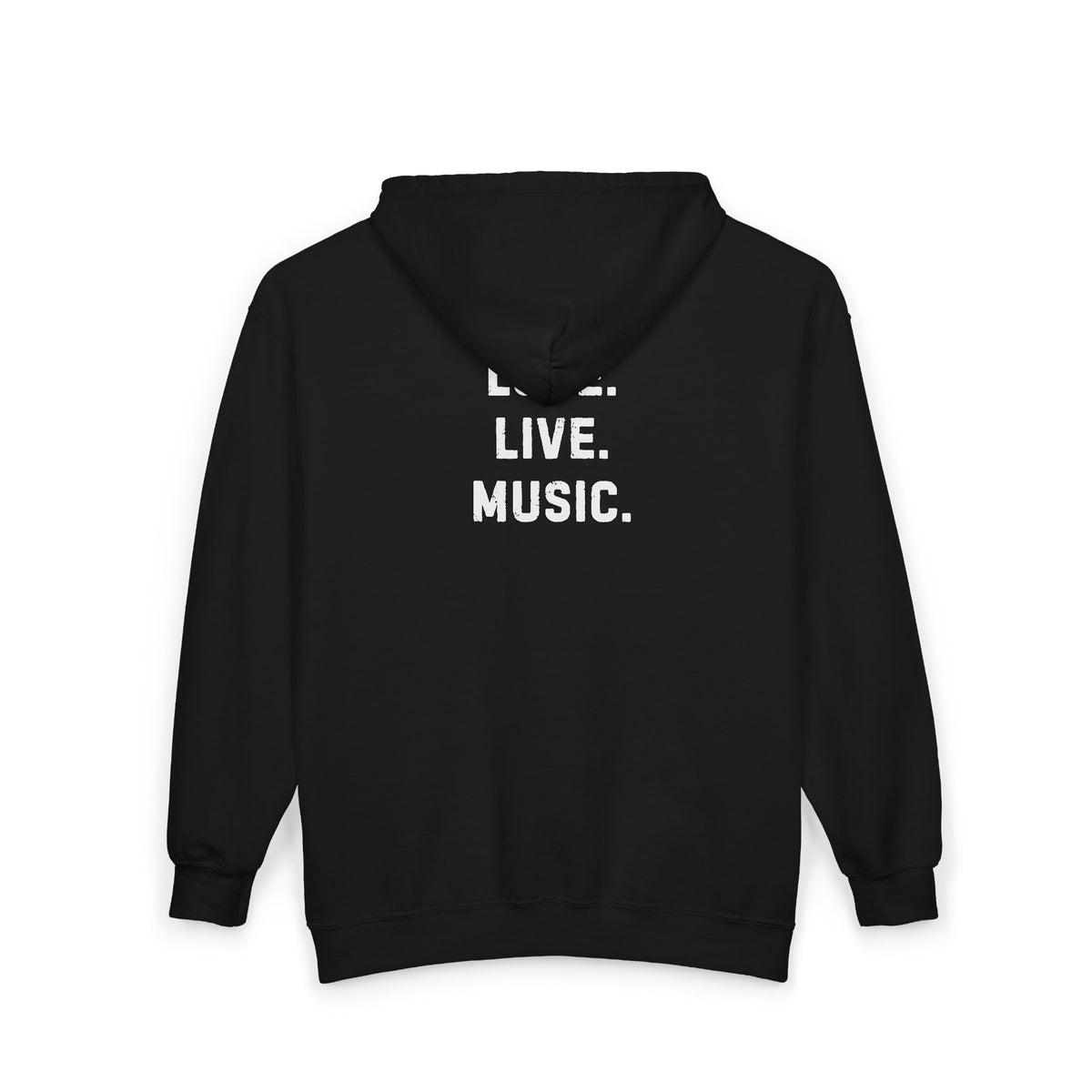 Love. Live. Music. Zip Hoodie – Music Lover Black Full-Zip Sweatshirt