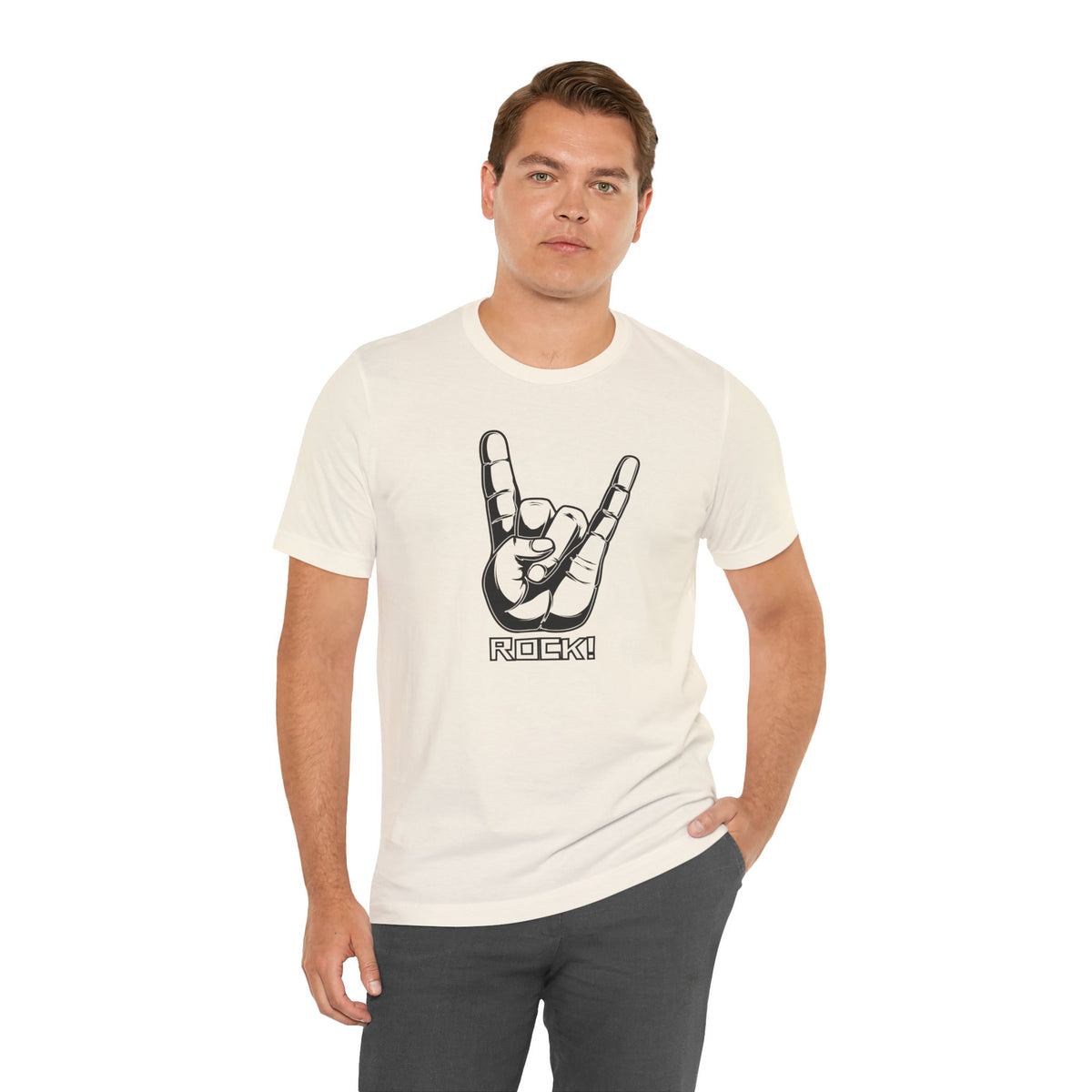 Rock Hand Graphic Tee – "Rock!" Band Concert T-Shirt